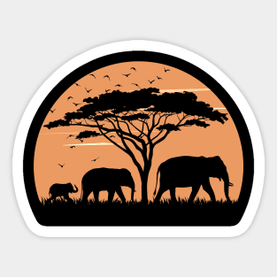 Elephants at Sunset Sticker